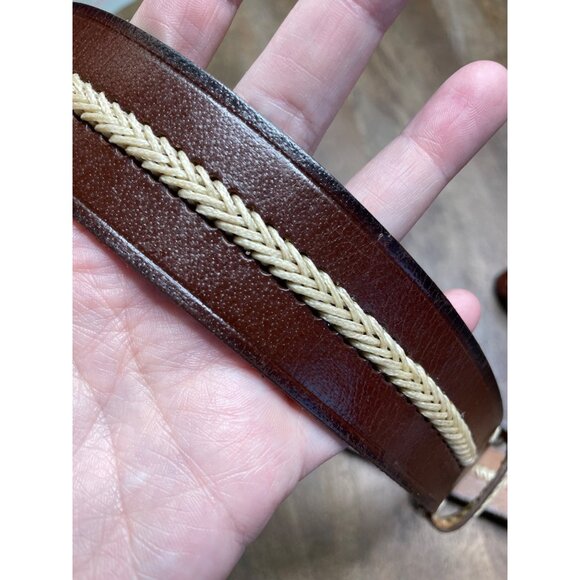 Mens Brown Genuine Leather Braided Belt Size Large‎ - Picture 6 of 7